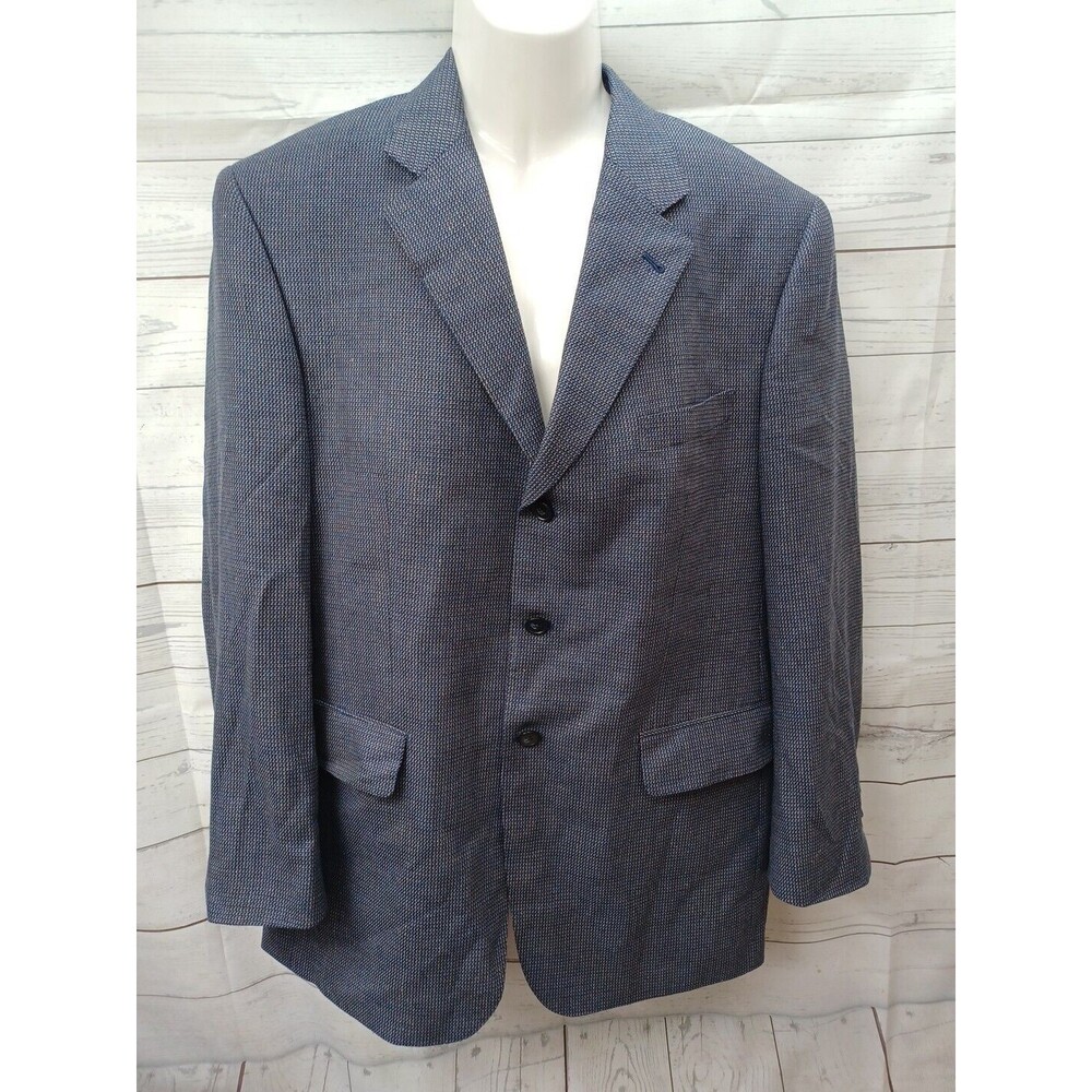 Sean John Tweed Blue Jacket Blazer Sz 41R Wool Silk Blue Brown